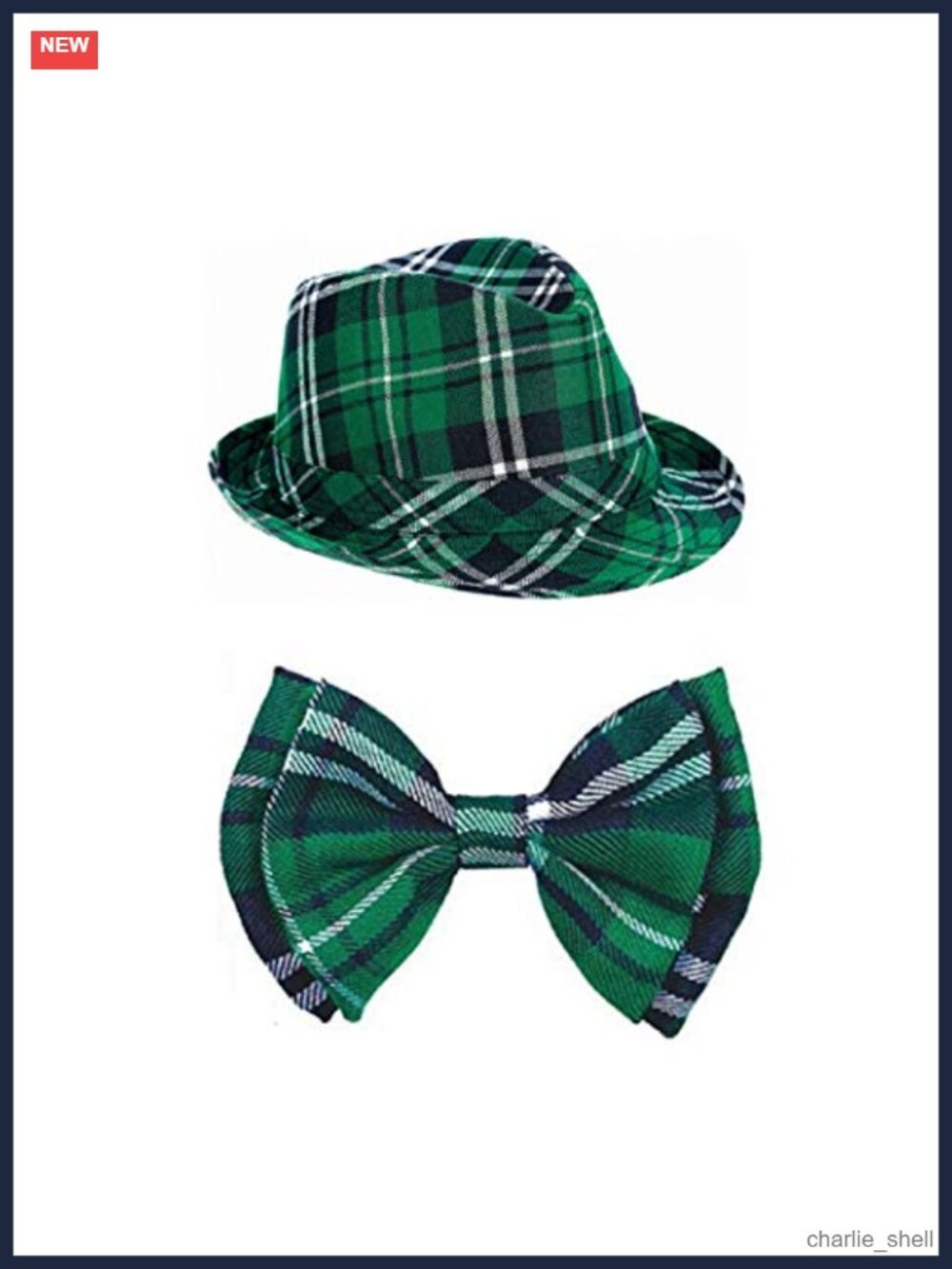 Plaid Fedora Hat and Bow Tie Set St. Patrick's Day Costume Accessory
